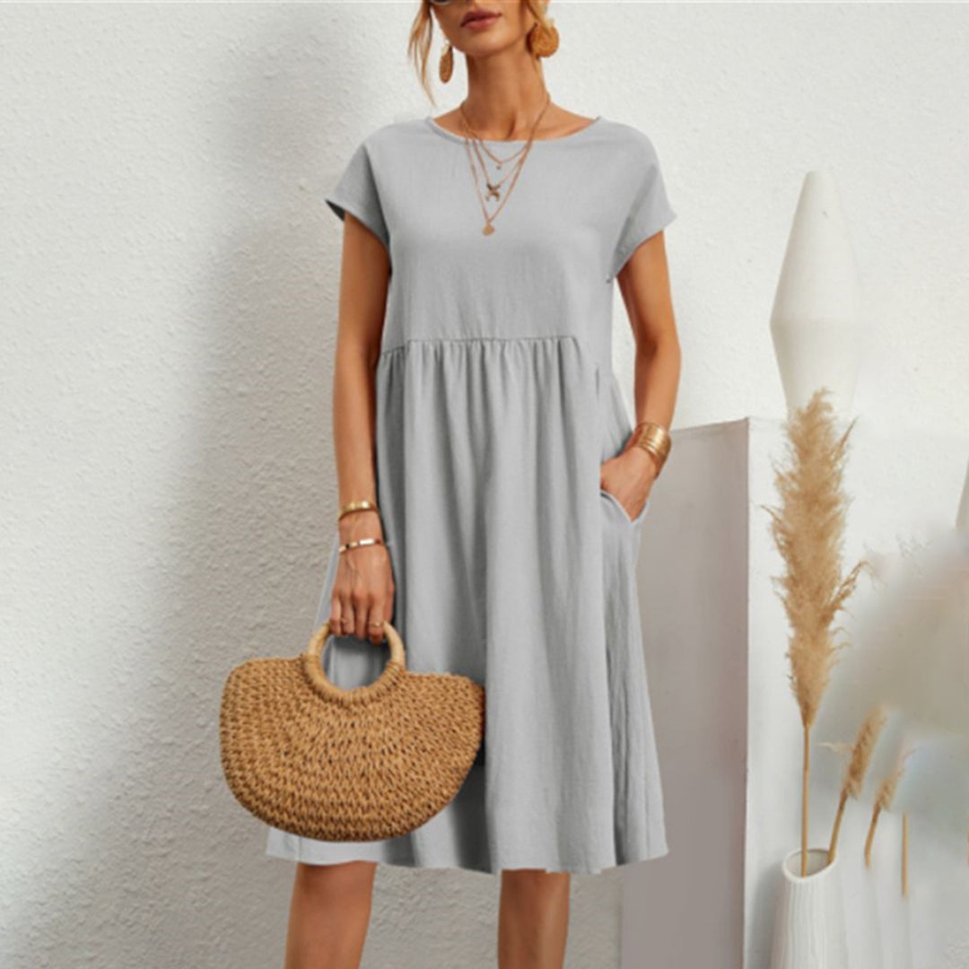 Cotton Summer Midi Dress Relaxed Fit With Pockets - Product detail 13