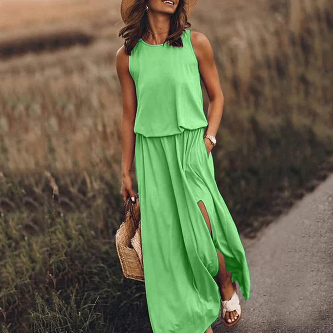 Casual Maxi Dress Sleeveless Split Design with Pockets - Product detail 11