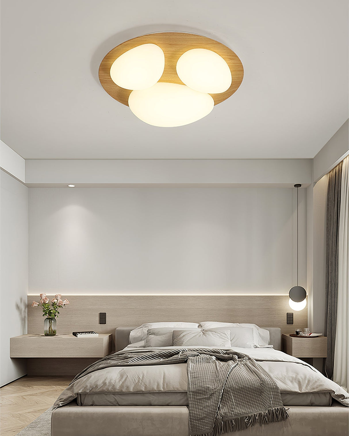 Modern LED Ceiling Light Natural Wood Frame Design - Product detail 12