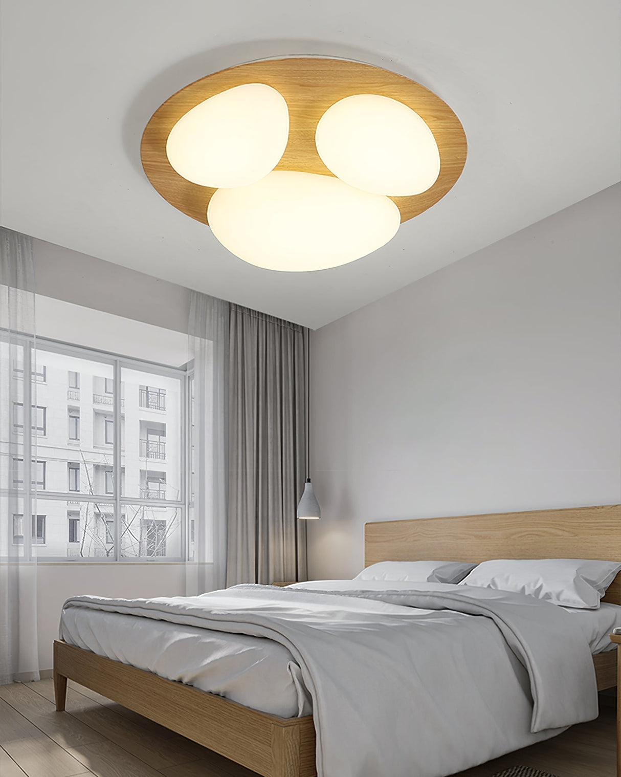 Modern LED Ceiling Light Natural Wood Frame Design - Product detail 13