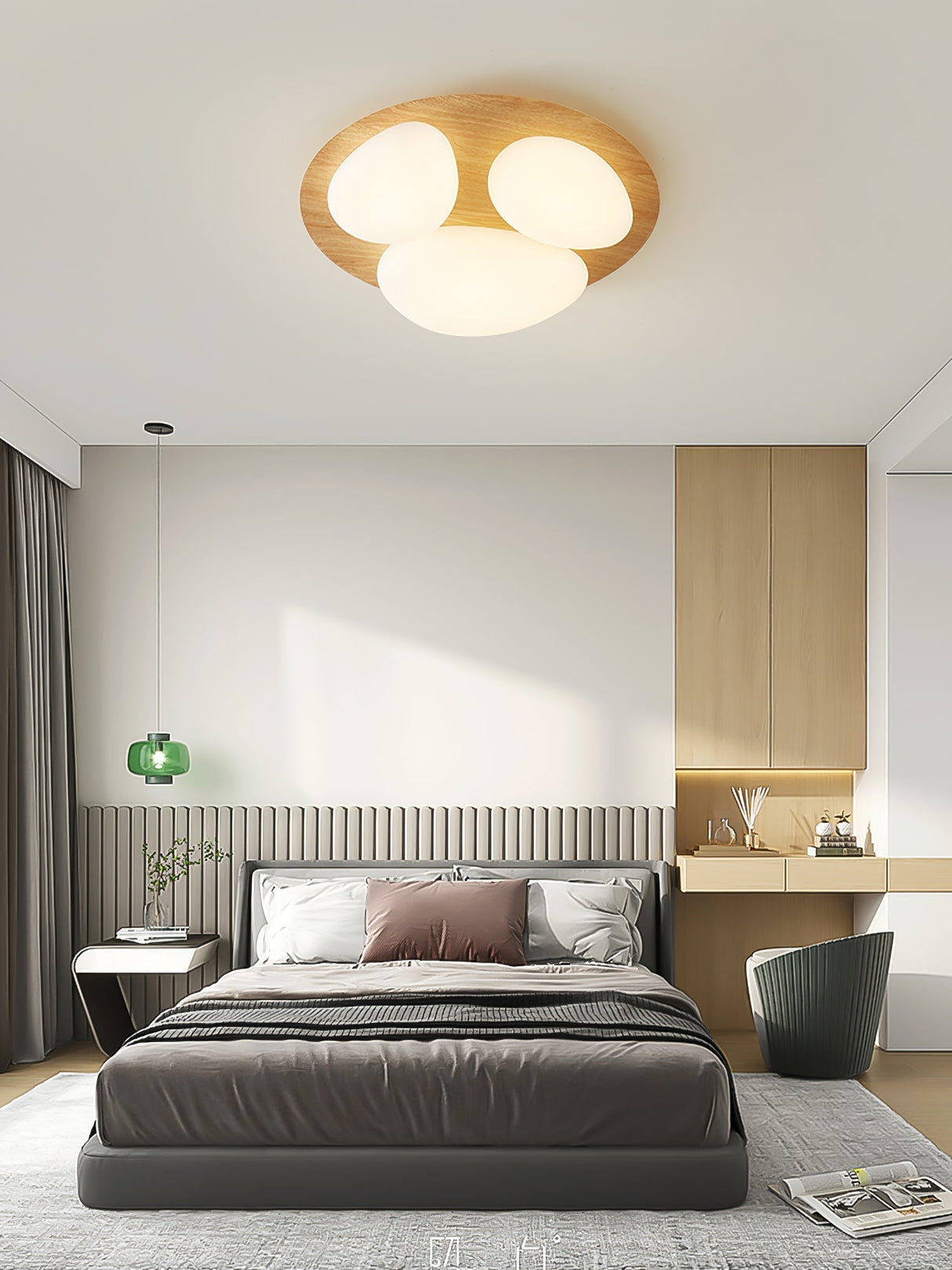 Modern LED Ceiling Light Natural Wood Frame Design - Product detail 15