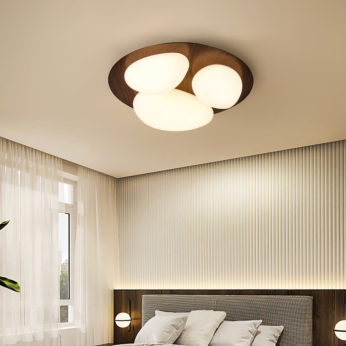 Modern LED Ceiling Light Natural Wood Frame Design - Product detail 18