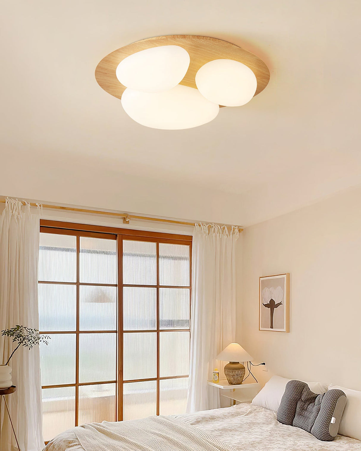Modern LED Ceiling Light Natural Wood Frame Design - Product detail 7