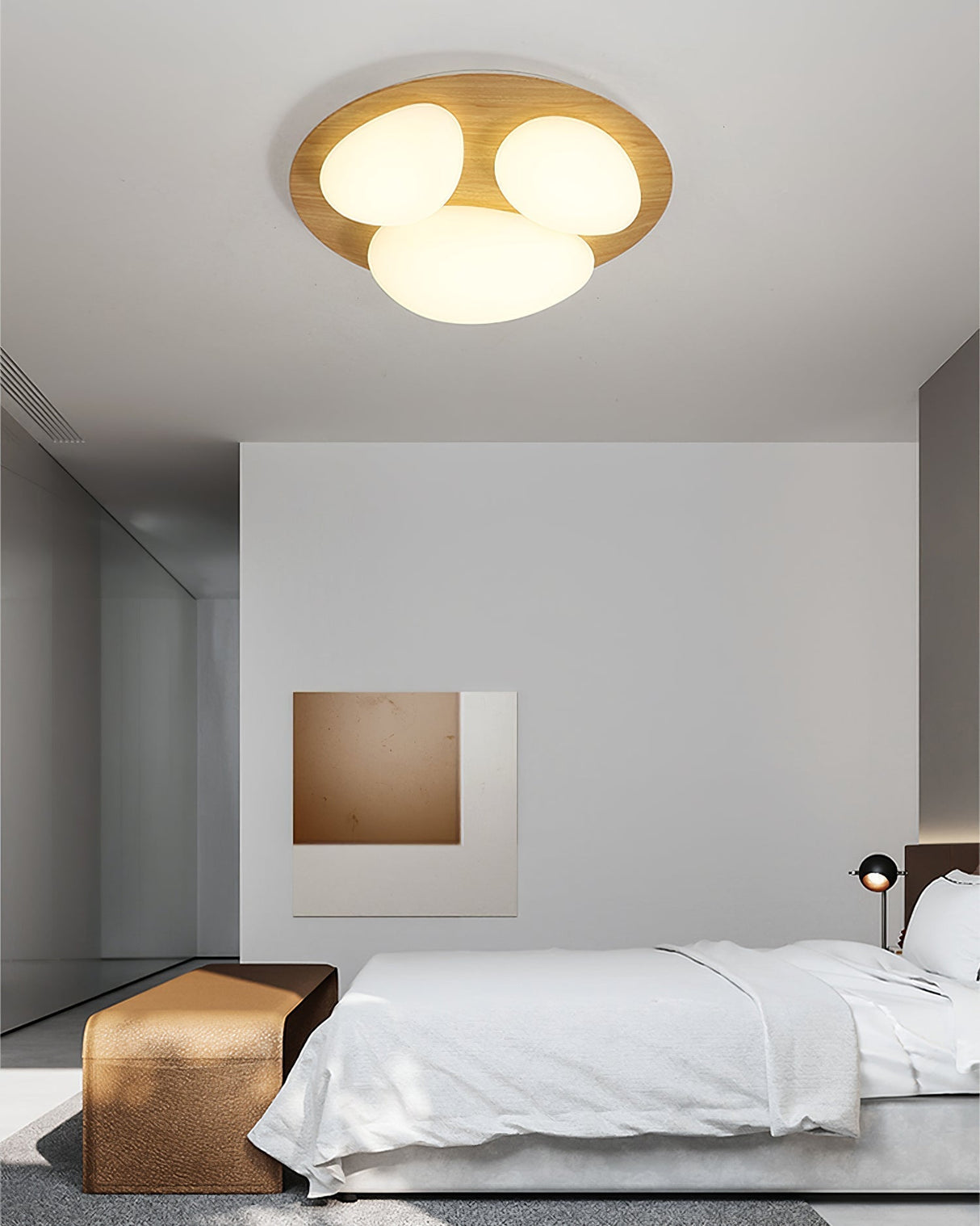 Modern LED Ceiling Light Natural Wood Frame Design - Product detail 5