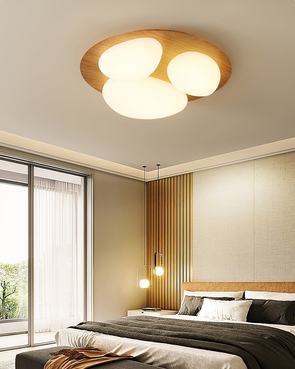 Modern LED Ceiling Light Natural Wood Frame Design - Product detail 16