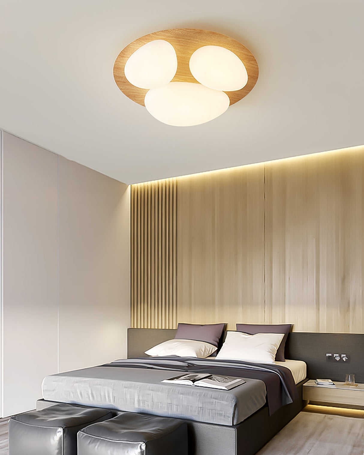 Modern LED Ceiling Light Natural Wood Frame Design - Product detail 8