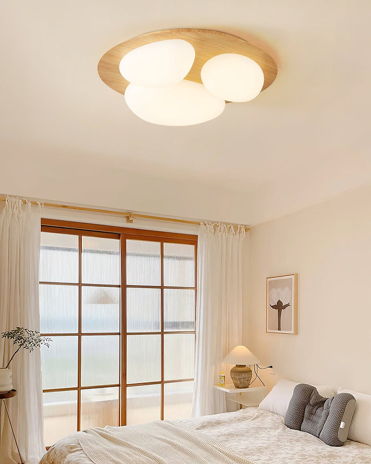 Modern LED Ceiling Light Natural Wood Frame Design - Product detail 9