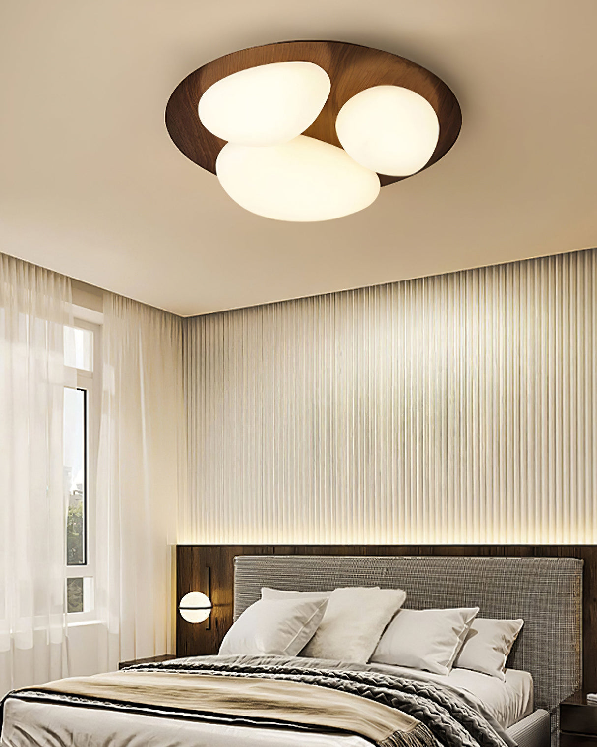 Modern LED Ceiling Light Natural Wood Frame Design - Product detail 17