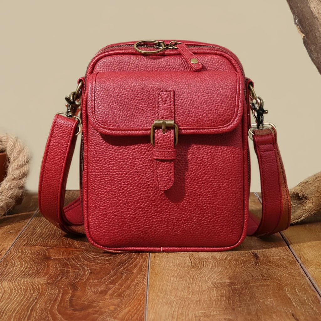 Leather Crossbody Bag Anti-Theft Compact Square Design - Product detail 7