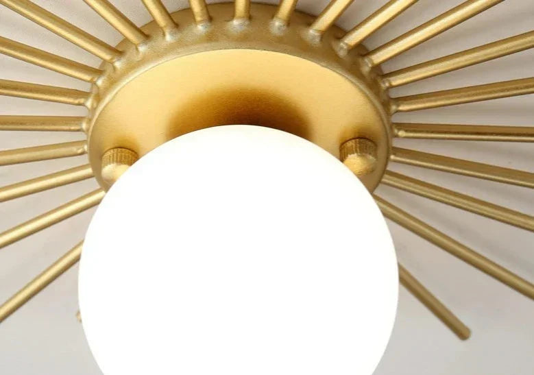 Sunburst Ceiling Light Gold Metal Globe Fixture - Product detail 10