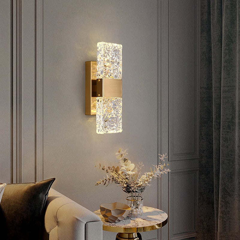 Modern Crystal Wall Sconce Gold Brushed Finish - Product example