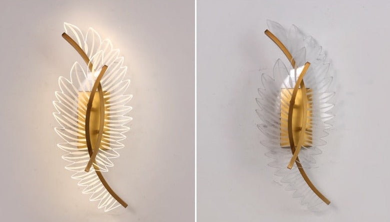 Modern Wing Wall Light Gold LED Feather Design - Product detail 9