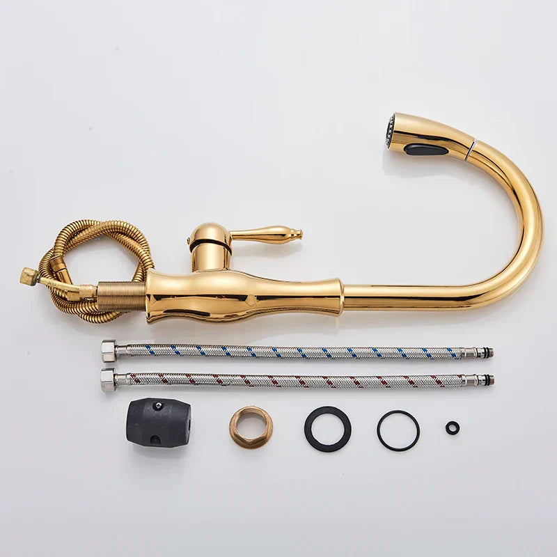 Modern Kitchen Faucet Polished Brass Gold Finish - Product example