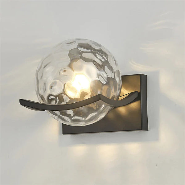 Modern Glass Wall Lamp Textured Globe LED Design - Product example