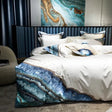 Luxury Egyptian Cotton Duvet Set  Ocean Wave Design With Gold Accents - Product detail 14