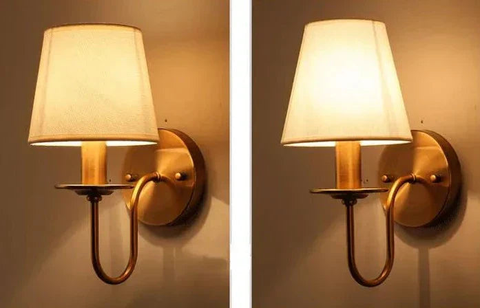 Modern Brass Wall Sconce Fabric Shade Classic Design - Product detail 6