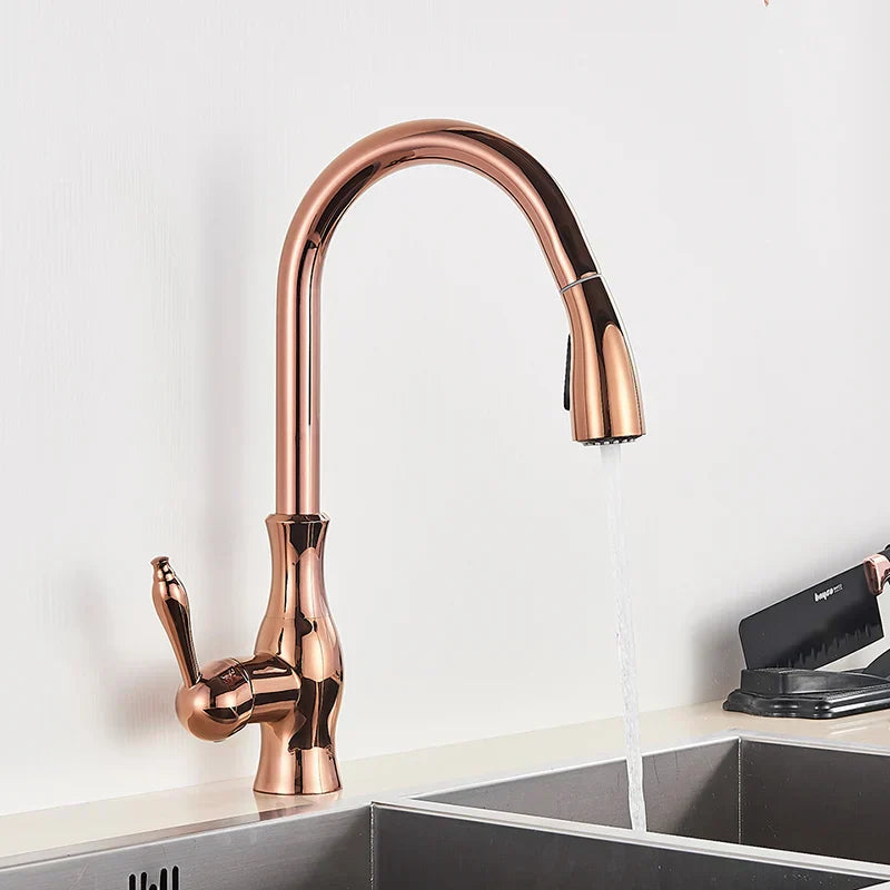 Modern Kitchen Faucet Polished Brass Gold Finish - Product detail 6