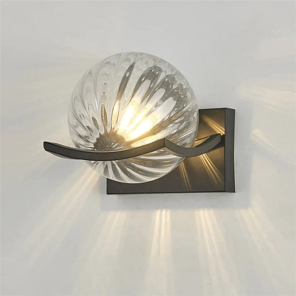 Modern Glass Wall Lamp Textured Globe LED Design - Product detail 7