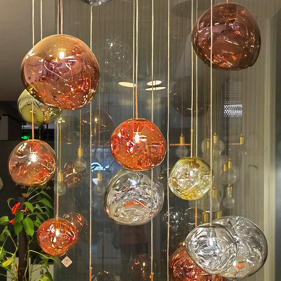 Modern Pendant Light Metallic Sphere Collection - Detailed view
