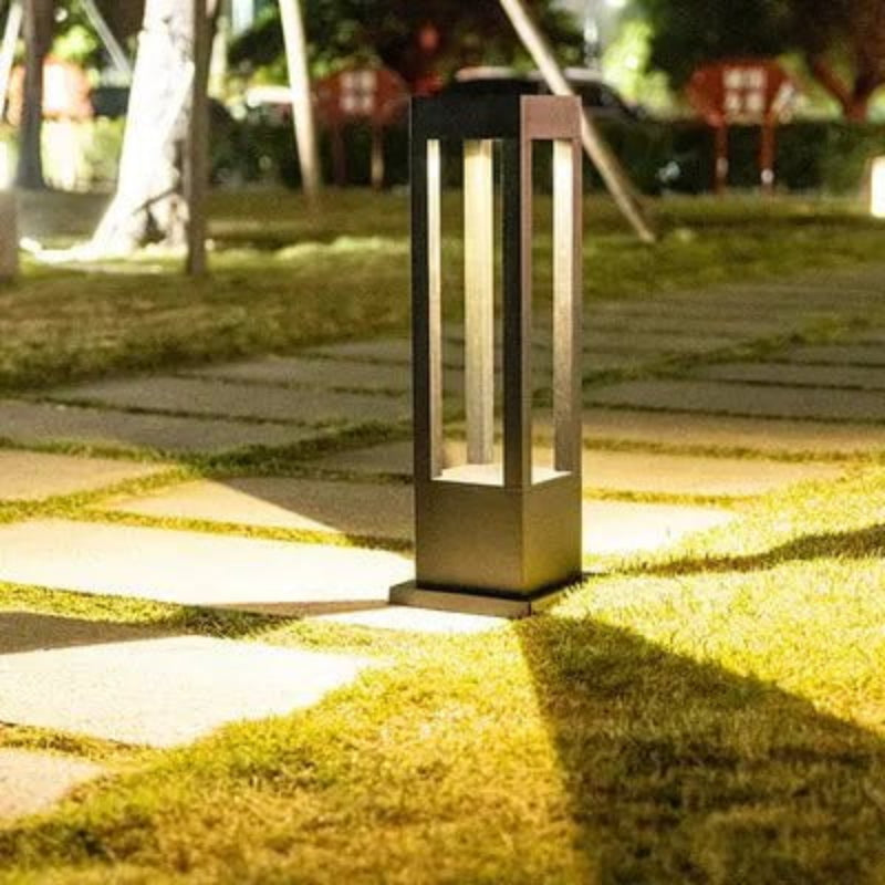 Modern Solar Path Light Black Metal Garden Bollard - Product detail 8
