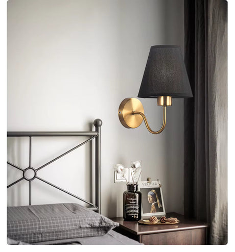 Modern Wall Sconce  Brushed Gold with Fabric Shade - Product detail 7