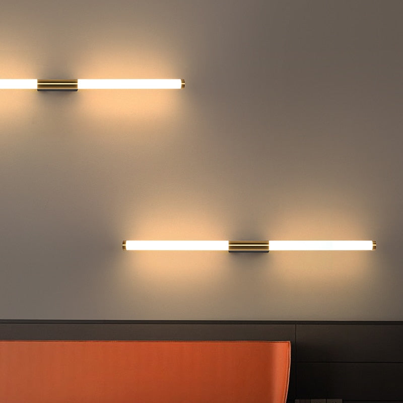 Modern LED Wall Light Glass Iron Gold Finish - Detailed view