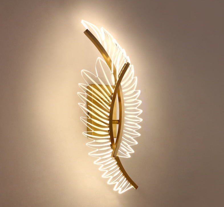 Modern Wing Wall Light Gold LED Feather Design - Product detail 8