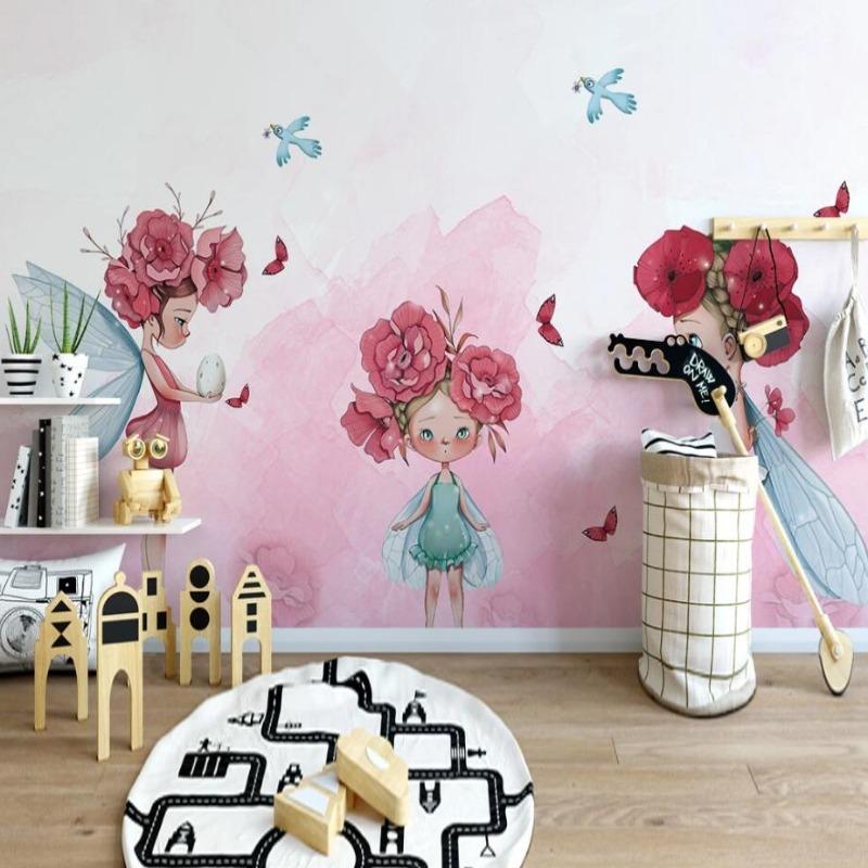 Fairy Mural Wallpaper | Pink Floral Garden Fantasy