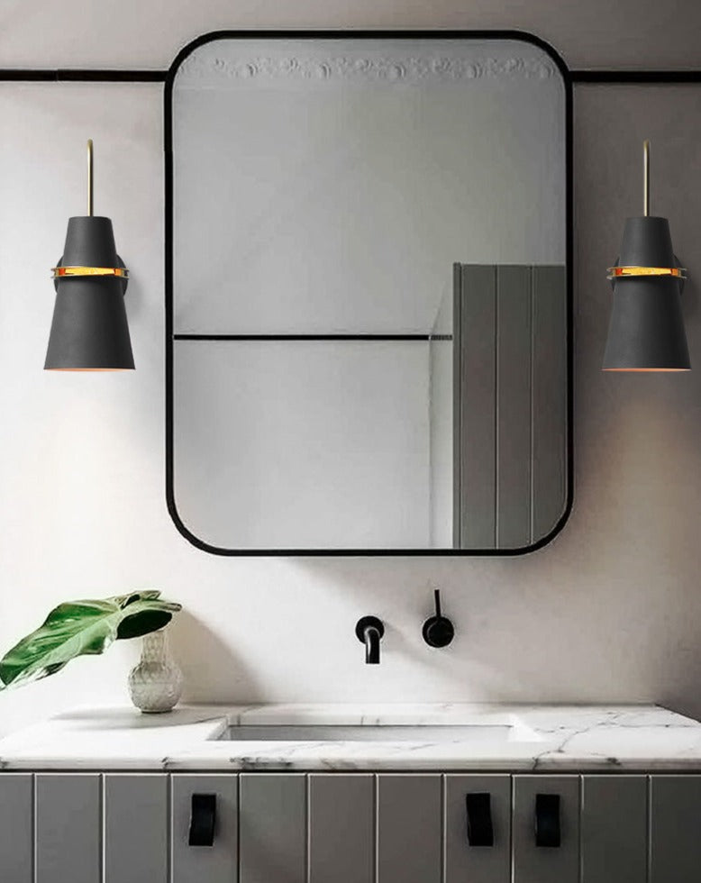 Modern Wall Sconce Blue Metal Gold Trim Design - Product detail 4