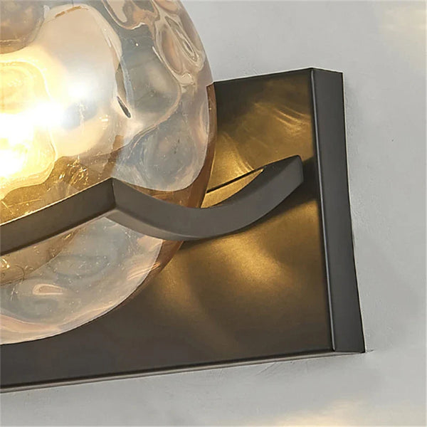 Modern Glass Wall Lamp Textured Globe LED Design - Detailed view