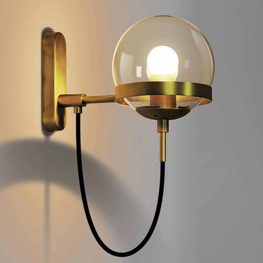 Modern Glass Wall Sconce Brushed Brass Globe Design - Product detail 4