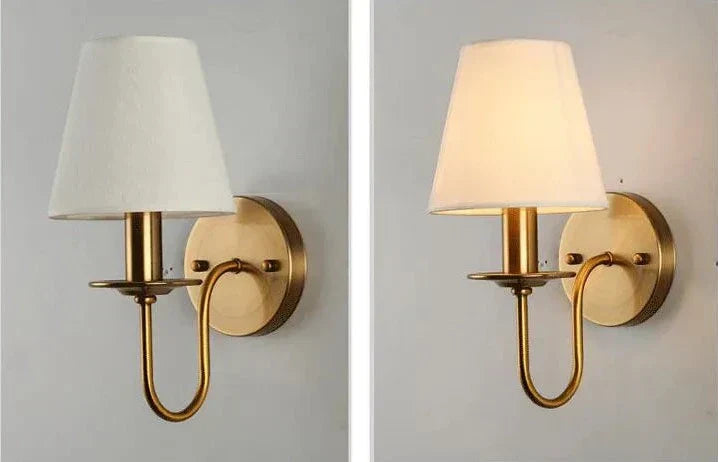 Modern Brass Wall Sconce Fabric Shade Classic Design - Product detail 7