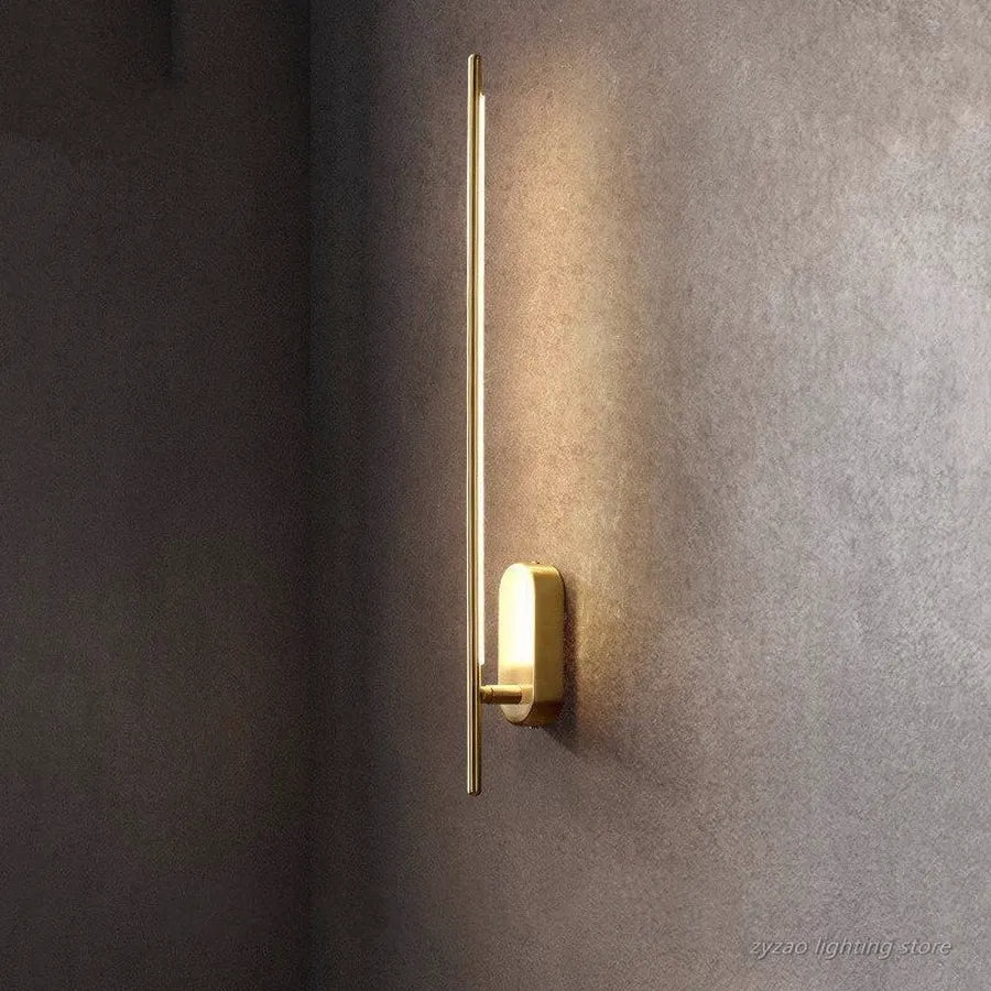 Modern LED Wall Light Minimalist Gold Linear Sconce - Detailed view