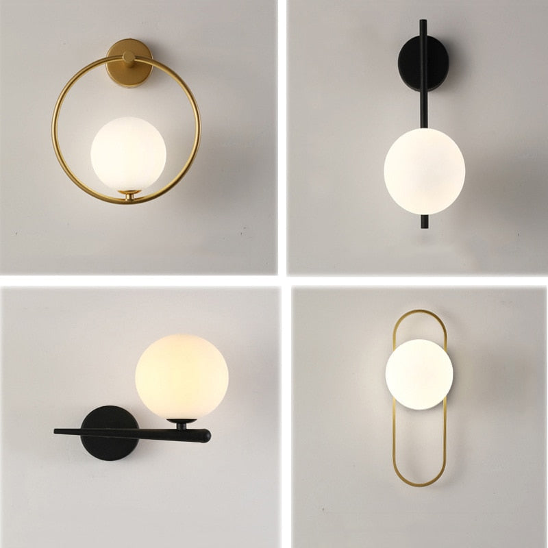 Modern Wall Sconce Gold Globe Glass Shade - Product detail 4