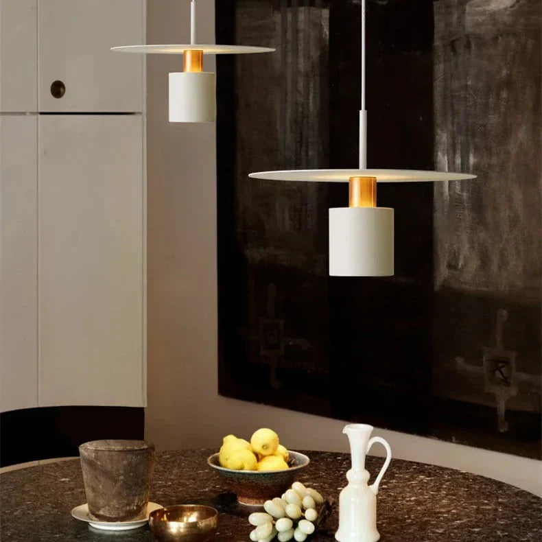 Modern Pendant Light Black White Disc Shade Design - Product detail 5