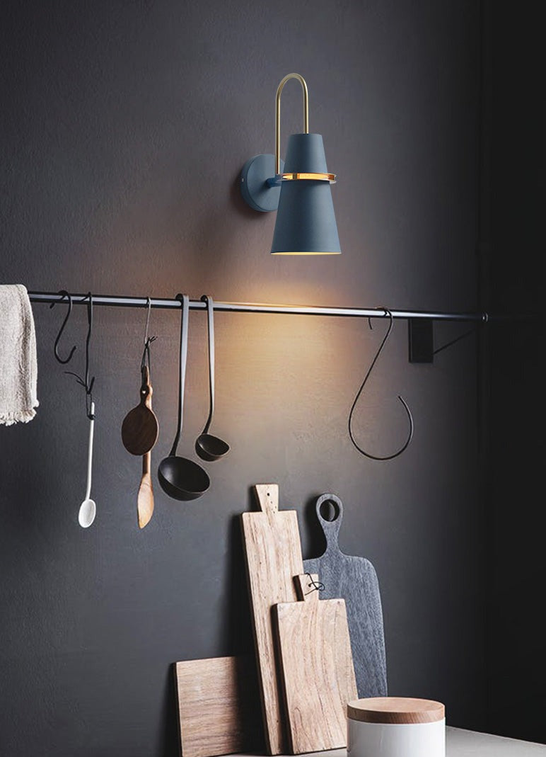 Modern Wall Sconce Blue Metal Gold Trim Design - Product detail 13