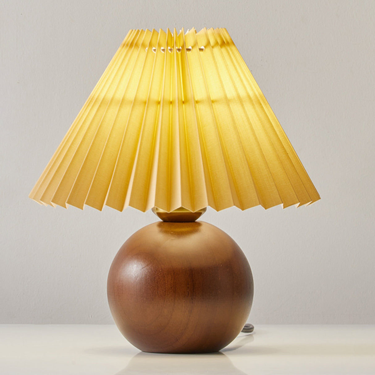 Scandinavian Table Lamp Wooden Sphere Base with Pleated Shade - Product detail 12