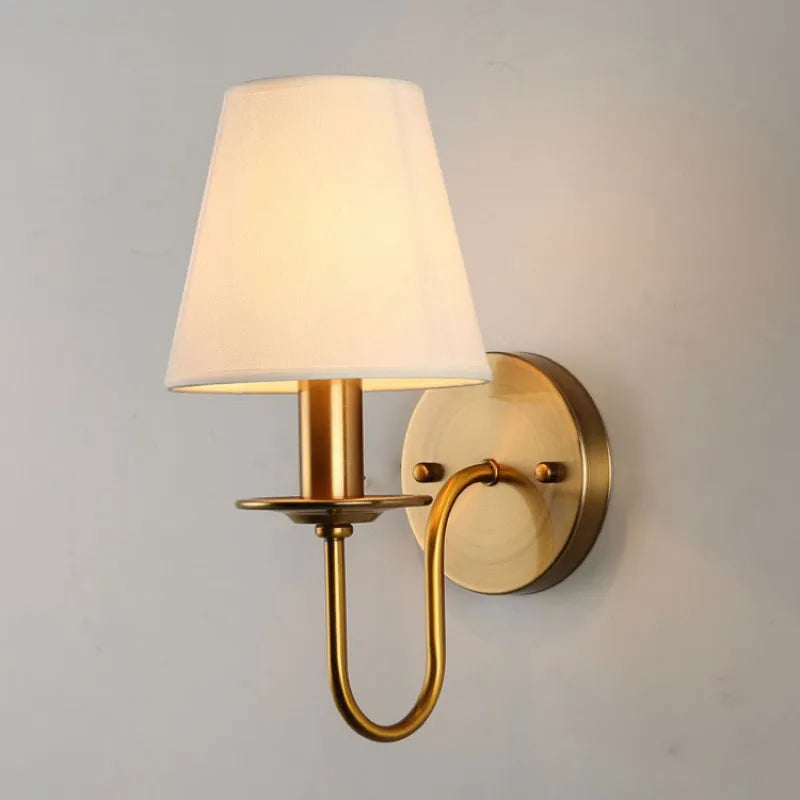 Modern Brass Wall Sconce Fabric Shade Classic Design - Product detail 9