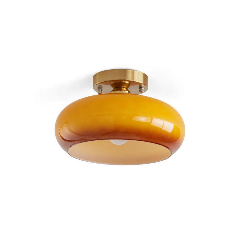 Modern Glass Ceiling Light Amber Dome Shade With Gold Base - Product detail 14