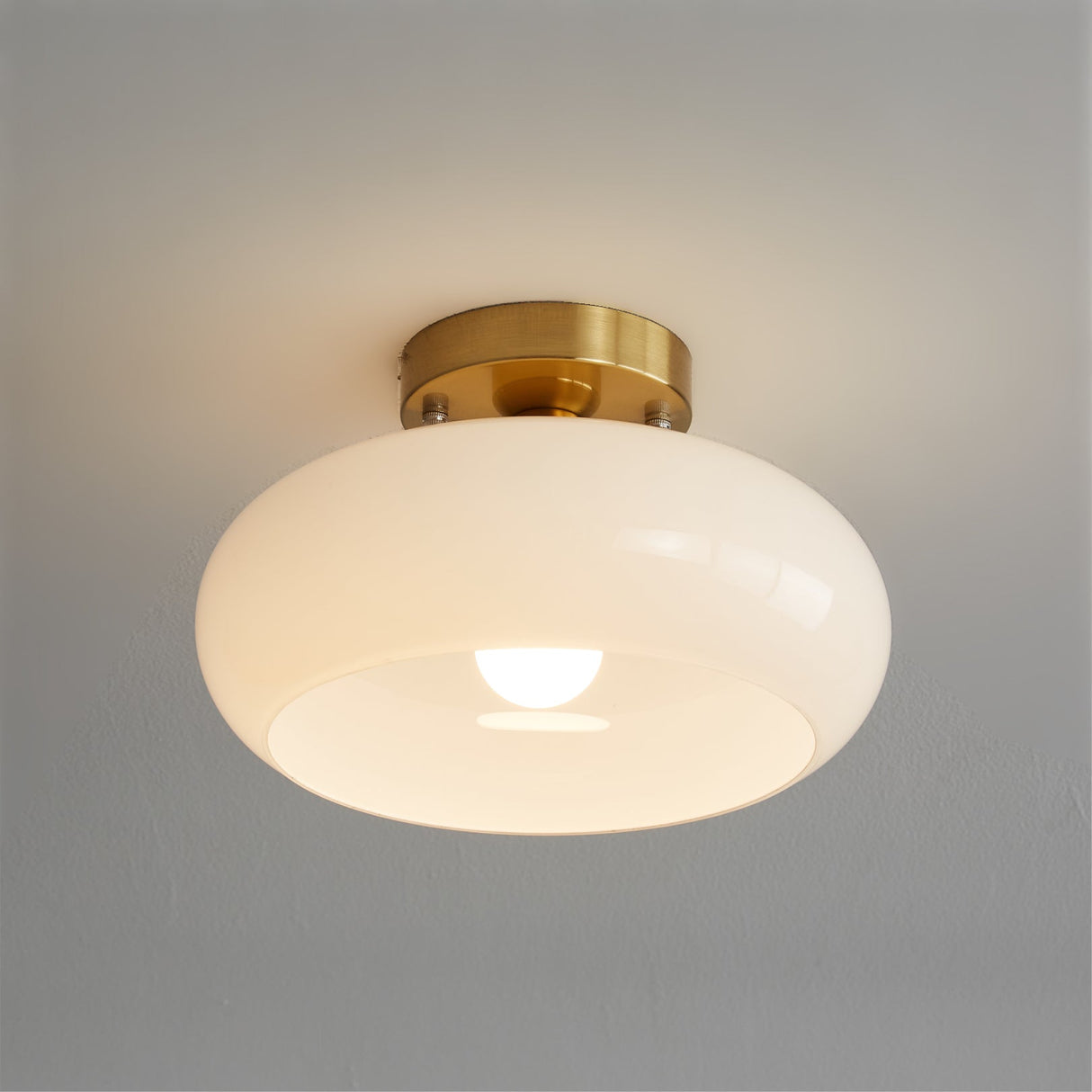Modern Glass Ceiling Light Amber Dome Shade With Gold Base - Product detail 10