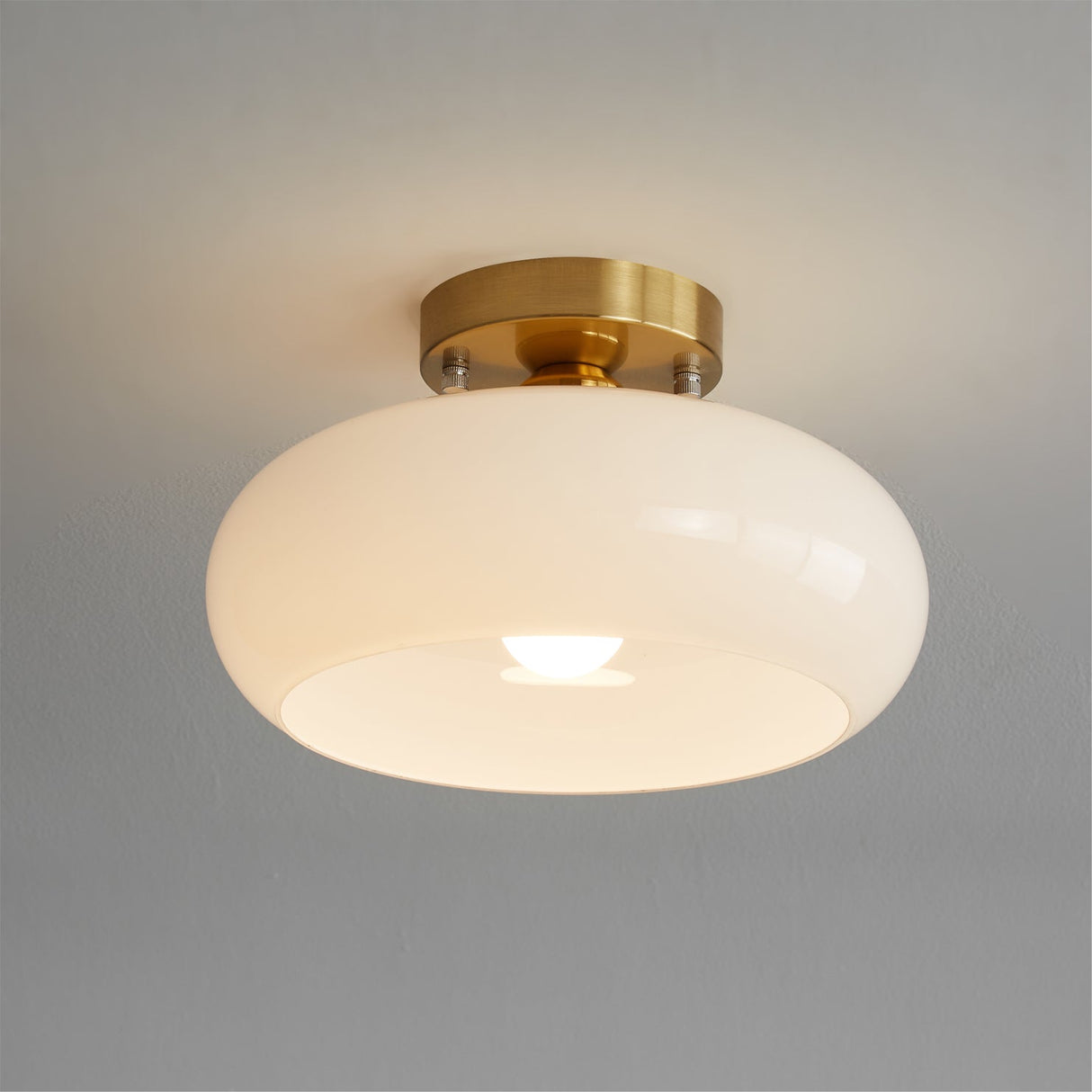 Modern Glass Ceiling Light Amber Dome Shade With Gold Base - Product detail 4