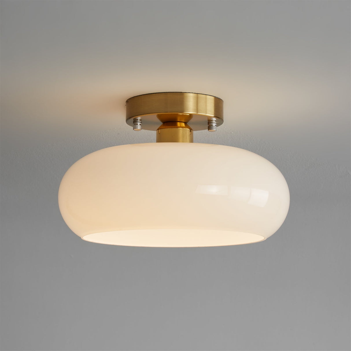 Modern Glass Ceiling Light Amber Dome Shade With Gold Base - Product detail 8