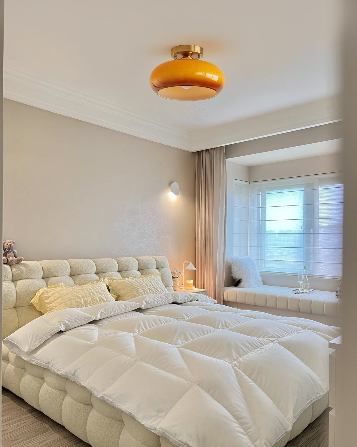 Modern Glass Ceiling Light Amber Dome Shade With Gold Base - Product detail 13