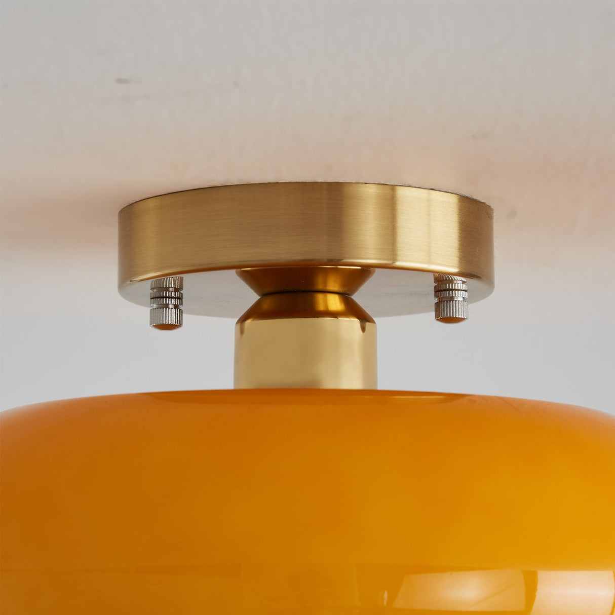Modern Glass Ceiling Light Amber Dome Shade With Gold Base - Product detail 7