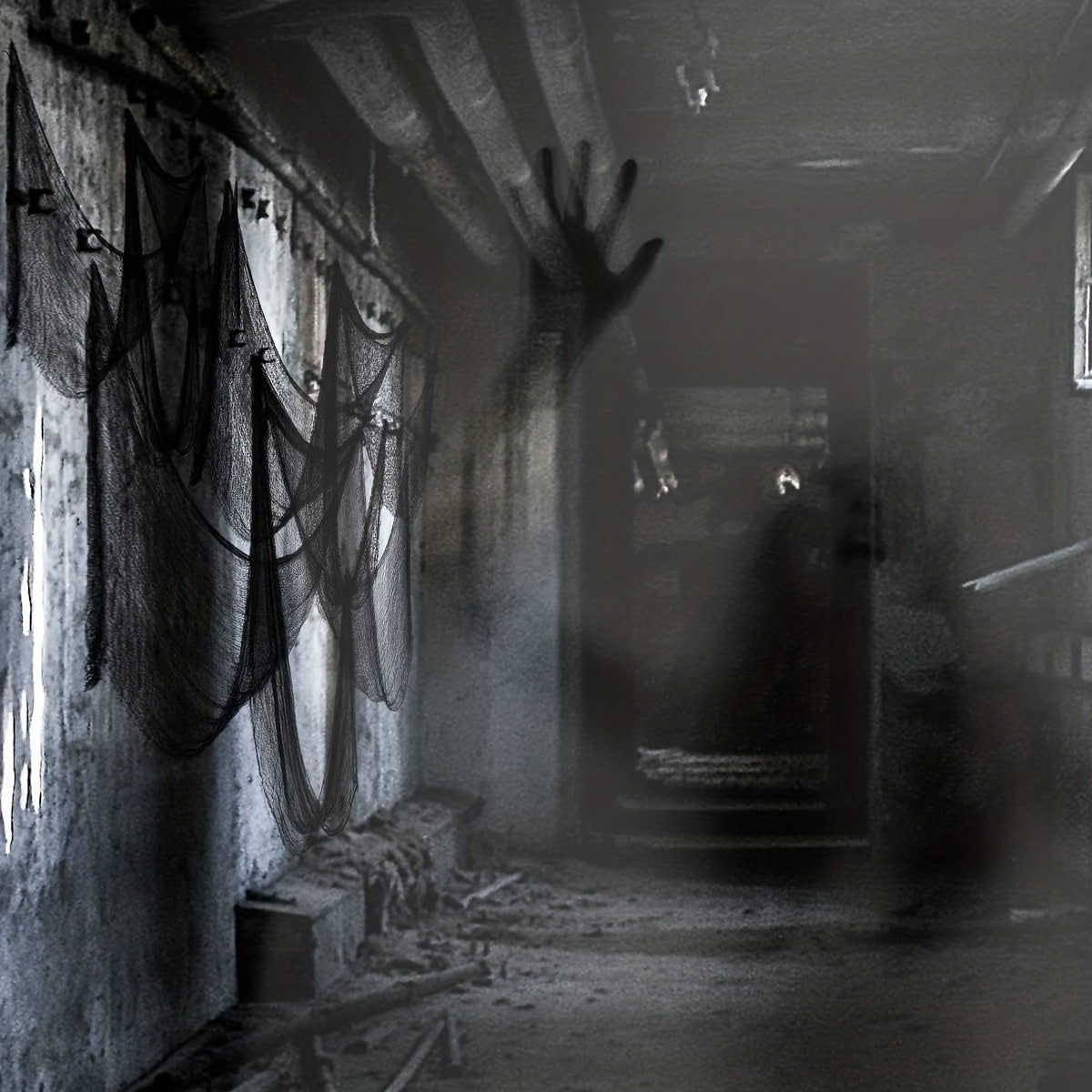 Gothic Halloween Fabric  Black Mesh Creepy Cloth Decor - Product detail 4