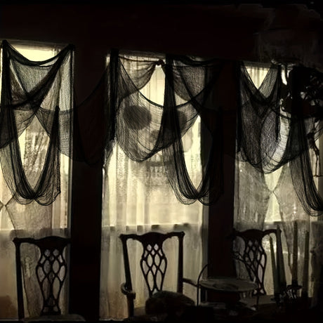 Gothic Halloween Fabric  Black Mesh Creepy Cloth Decor - Product detail 5