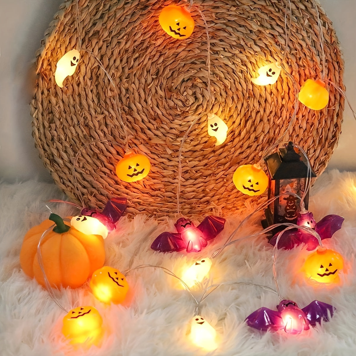 Halloween String Lights  Pumpkin Ghost  Bat LED Garland - Product example