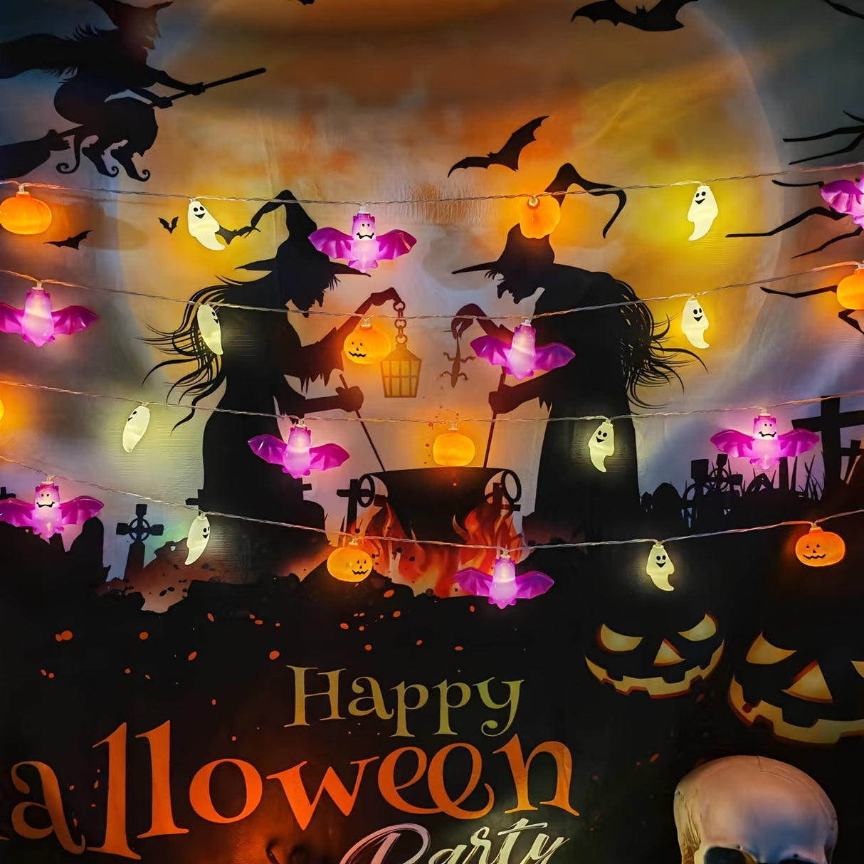 Halloween String Lights  Pumpkin Ghost  Bat LED Garland - Product detail 6