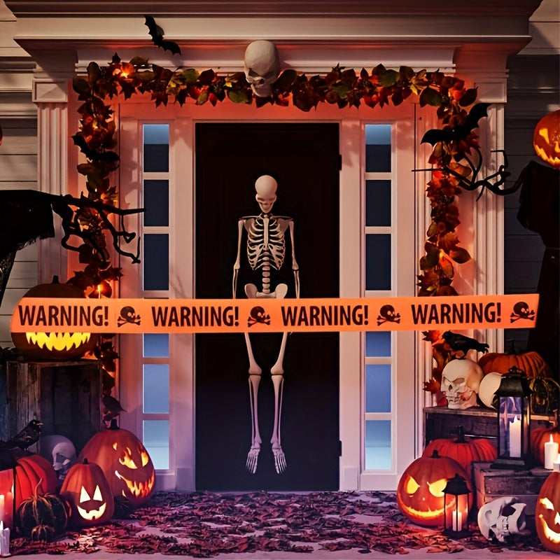 Spooky Halloween Skull Banner Plastic Warning Tape Decoration - Product example