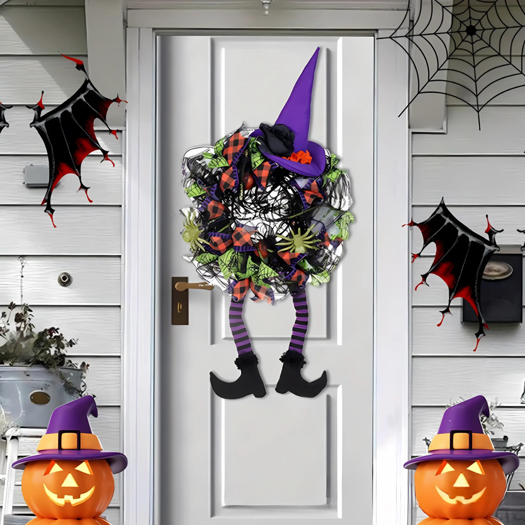Halloween Door Wreath Witch Legs Mesh Design - Product detail 5